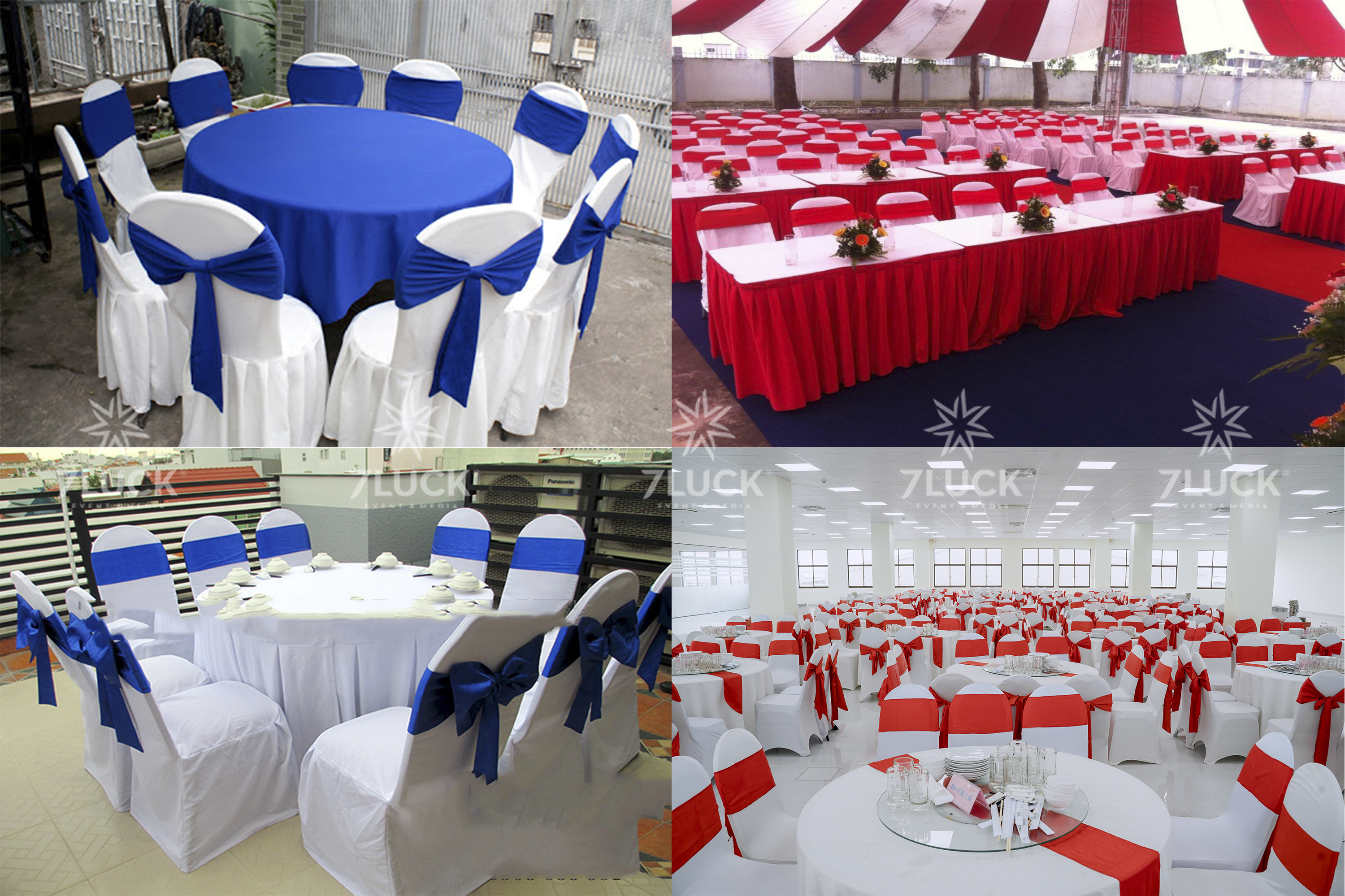 Tables, chairs, chair bows